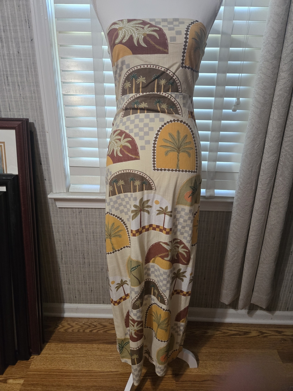 NWT Anthropolgie Strapless Tropical Print Midi Dress in Multi Color Sz S - Picture 4 of 12